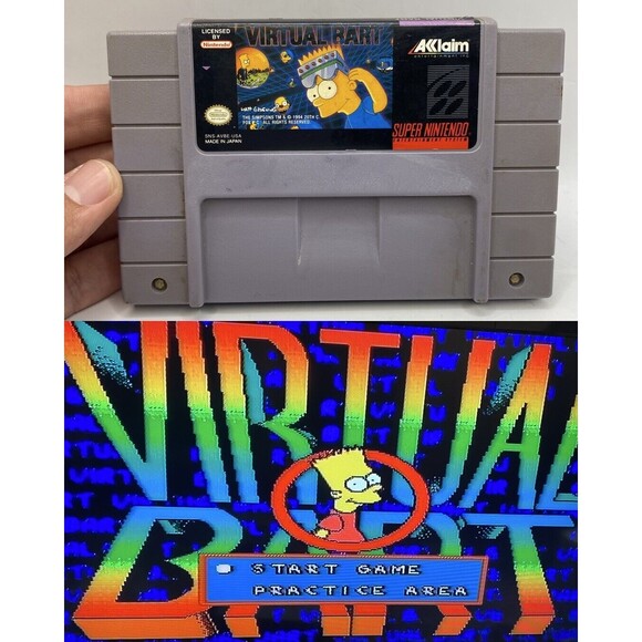 Virtual Bart (Super Nintendo SNES, 1994) Cartridge Only The Simpsons Retro